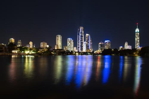 Surfers Paradise Skyline at Night - Australian Stock Image