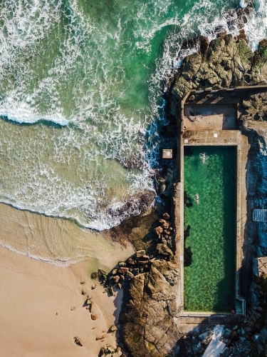 Swimmers in the ocean swimming pool - Australian Stock Image