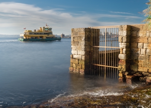 Sydney ferry passing around Kirribilli Point - Australian Stock Image