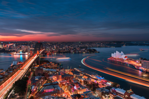 Sydney harbour at night - Australian Stock Image