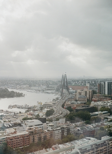 Sydney skyline featuring the anzac bridge - Australian Stock Image