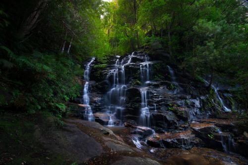 Sylvia Falls in the Valley of the Waters in the Blue Mountains National Park - Australian Stock Image