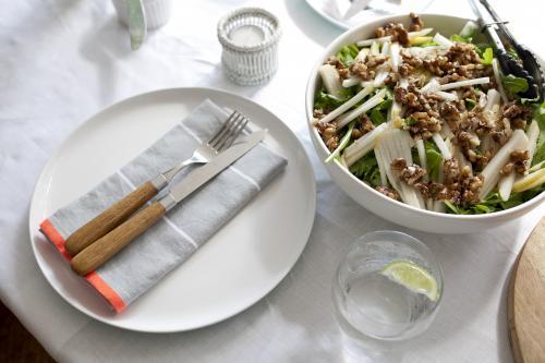 Table setting for lunch with salad - Australian Stock Image