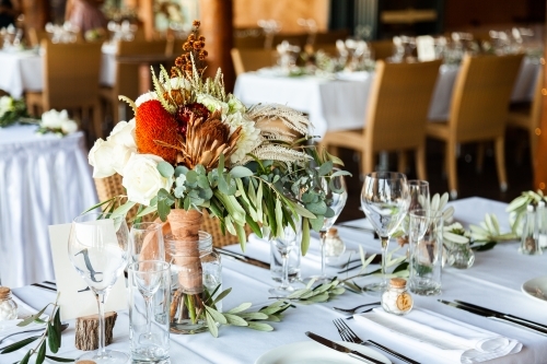 Table setting for wedding reception event - Australian Stock Image
