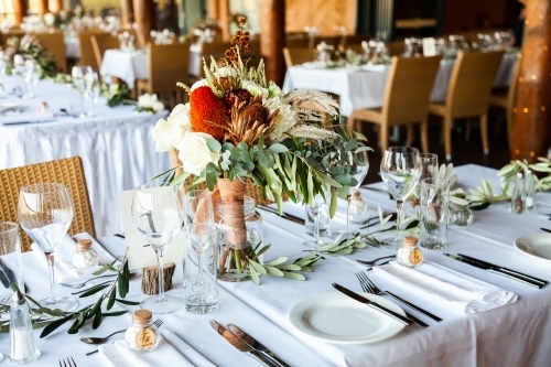 Table setting for wedding reception event - Australian Stock Image