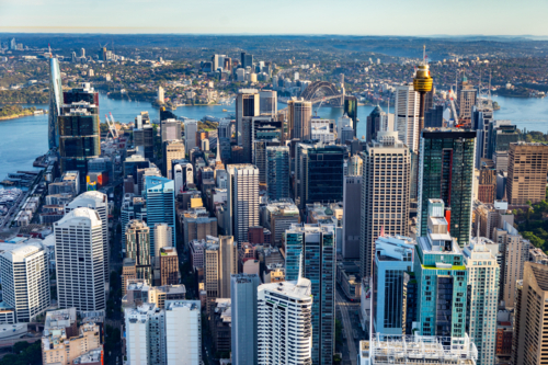 Taken from over Haymarket, facing north over Sydney CBD - Australian Stock Image