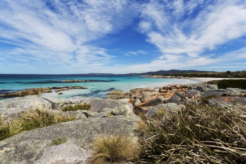 Tasmania beach and rocks landscape