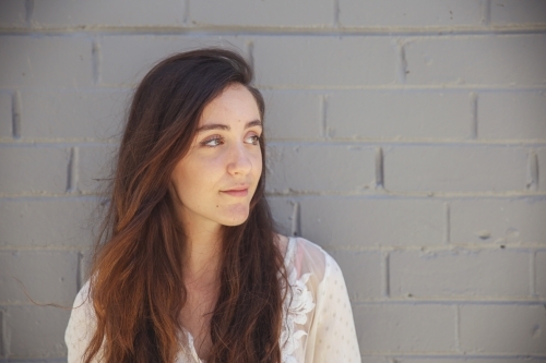 Teenage girl with very long hair - Australian Stock Image