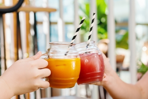 teens at the mall, juice time - Australian Stock Image