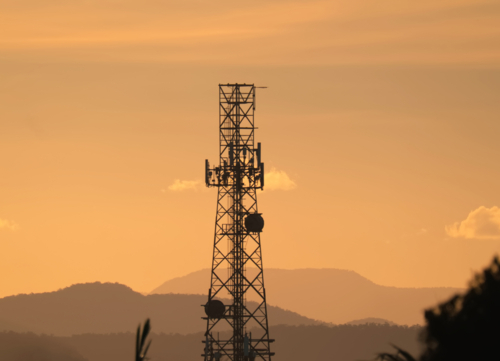 Telecommunications tower at sunset - Australian Stock Image