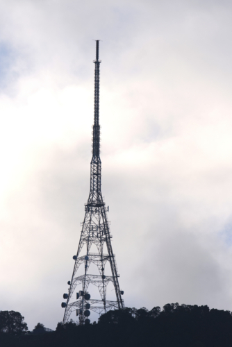 telecommunications tower on top of a hill in the bush - Australian Stock Image