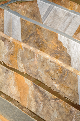 Textures and patterns created by bulldozers earth work on industrial construction site - Australian Stock Image