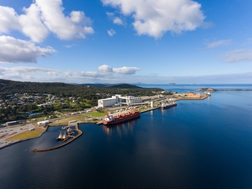 the Albany port facility in Princess Royal Harbour with bulk carrier berthed