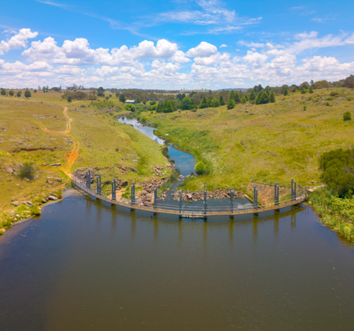 The Beardy Waters Reservoir that supplies water to Glen Innes from the air. - Australian Stock Image