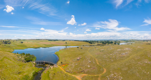 The Beardy Waters Reservoir that supplies water to Glen Innes from the air. - Australian Stock Image