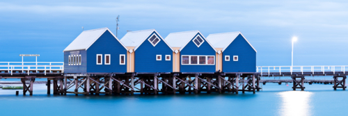 The Busselton Jetty Boathouses At Jetty - Australian Stock Image