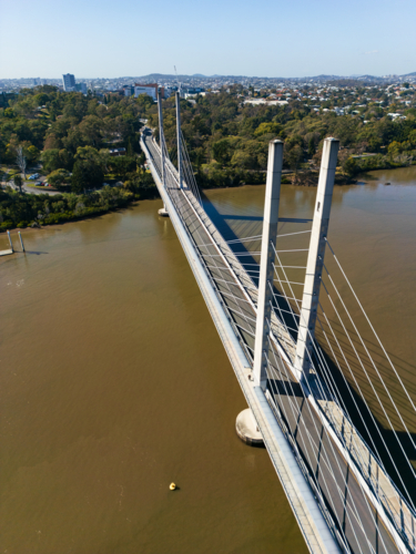The Eleanor Schonell Bridge crossing the Brisbane River between St Lucia and Dutton Park - Australian Stock Image
