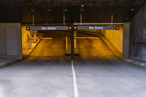 The exit of an underground car park.