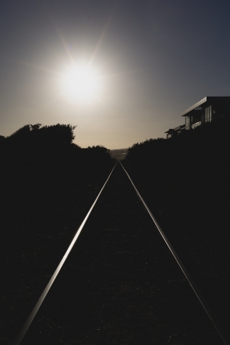 The glow of the train track and its leading lines - Australian Stock Image