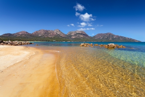 The Hazards from Richardsons Beach - Freycinet National Park - Tasmania - Australian Stock Image