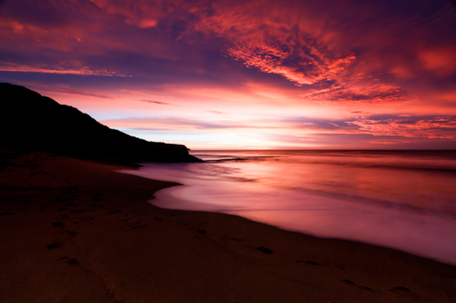 The iconic Bells Beach on a summer morning at sunrise near Torquay, Victoria, Australia - Australian Stock Image