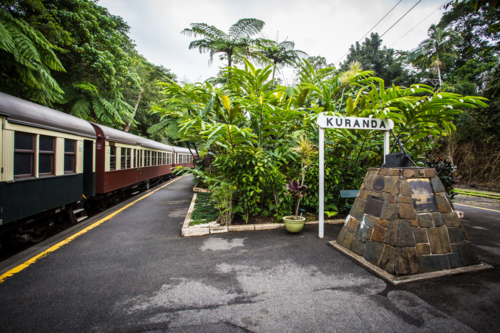 The iconic Kuranda train station in Kuranda, Queensland, Australia - Australian Stock Image