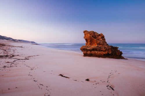 The idyllic Number Sixteen Beach at sunrise in Rye, Victoria, Australia - Australian Stock Image