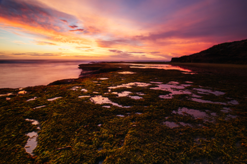 The idyllic Pearses Beach and headland around Pirates Bay Cove near Blairgowie - Australian Stock Image
