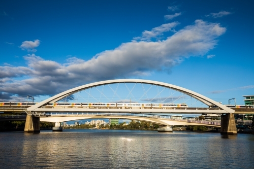 The Merivale Bridge, foreground, and Go Between Bridge over the Brisbane River - Australian Stock Image