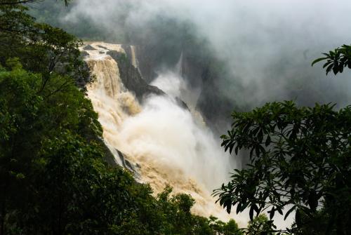 The mighty Barron Falls after heavy rain in far north Queensland - Australian Stock Image