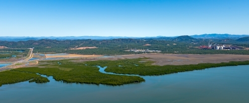 The Narrows mud flats in the foreground, Gladstone, Queensland - Australian Stock Image