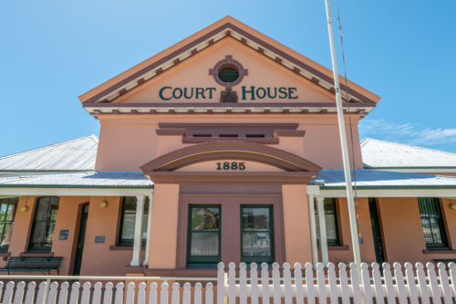 The old Court House in Tenerfield in northern New South Wales - Australian Stock Image