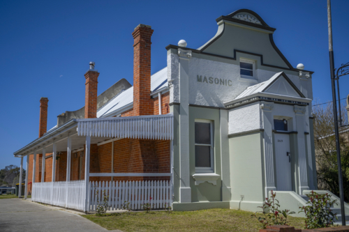 The old Masonic Hall in Tenterfield, northern New South Wales, Australia - Australian Stock Image
