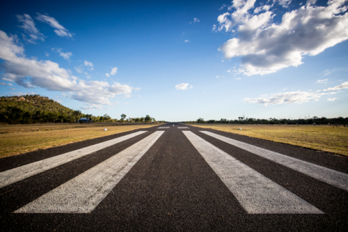 The rural Mount Surprise Airport ruinway in Queensland, Australia - Australian Stock Image