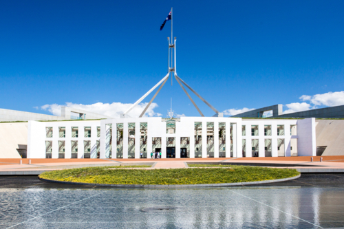 The stunning architecture of the Parliament of Australia in Canberra, Australian Capital Territory, - Australian Stock Image