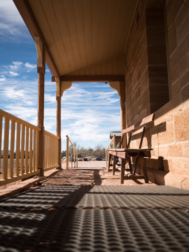 The verandah of an old building at Milparinka, New South Wales - Australian Stock Image