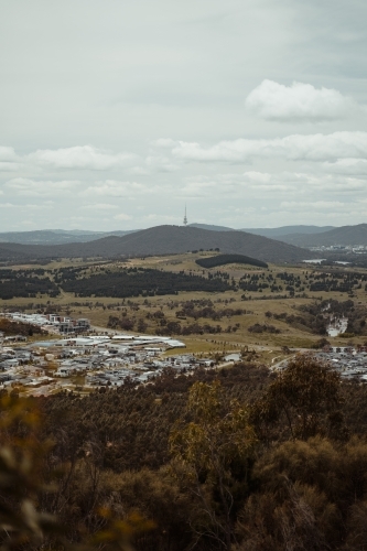 The view over Denman Prospect and the National Arboretum from Mount Stromlo - Australian Stock Image