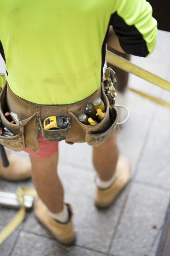 The work belt of a carpenter.