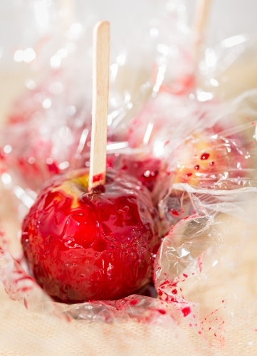 Toffee Apple unwrapped - Australian Stock Image