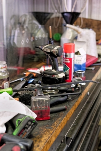Tools at a mechanic's workshop on the Gold Coast - Australian Stock Image