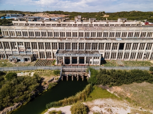 Top down front on view of abandoned power station - Australian Stock Image