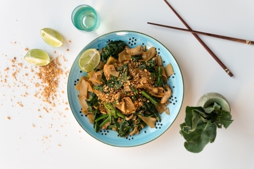 Top down of Asian stir fry - Australian Stock Image