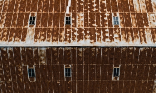 Top shot of a hay storage shed - Australian Stock Image