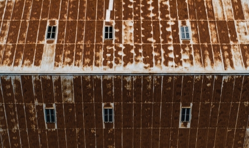 Top shot of a hay storage shed