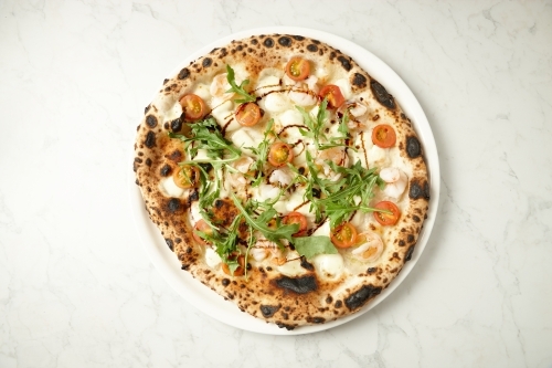 Top shot of new york style pizza - Australian Stock Image