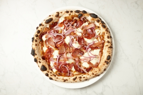 Top shot of new york style pizza - Australian Stock Image
