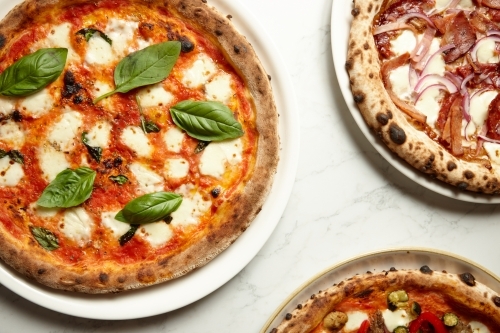 Top shot of new york style pizza - Australian Stock Image