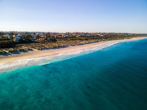 Top view shot of a beach with white shore line - Australian Stock Image