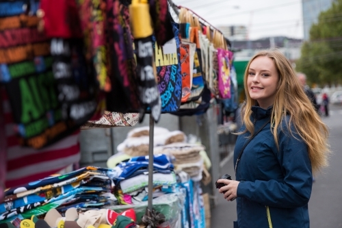 Tourist Shopping at Victoria Market - Australian Stock Image