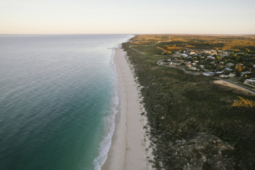 Town of Guilderton against the Indian Ocean at sunrise in Western Australia - Australian Stock Image